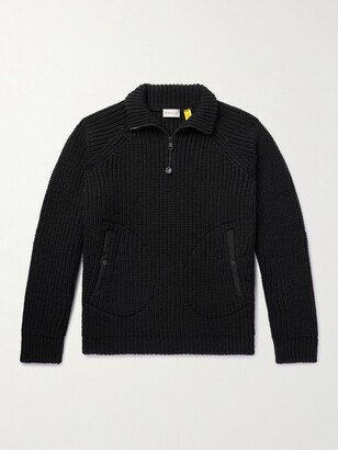 Pharrell Williams Shell-Trimmed Ribbed Wool Half-Zip Sweater