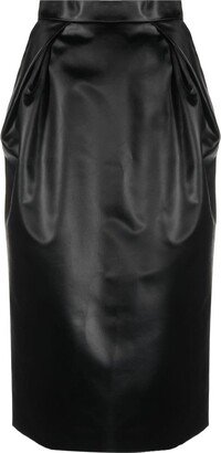 High-Waisted Satin Midi Skirt