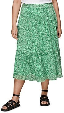 Indo Floral Faux Wrap Midi Skirt