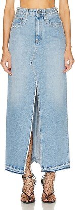 Denim Long Skirt in Blue