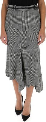 Asymmetric Check Pattern Midi Skirt