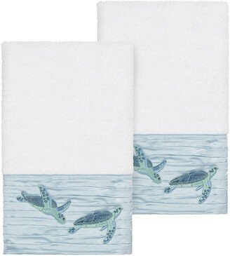 Mia Embellished Hand Towel - Set of 2 - White