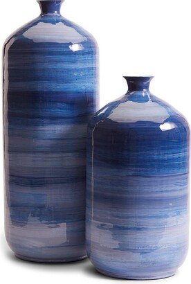 Two's Company Set Of 2 Stria Decorative Enamel Vases