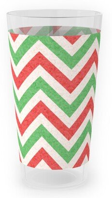 Outdoor Pint Glasses: Mottled Holiday Zigzags Outdoor Pint Glass, Multicolor