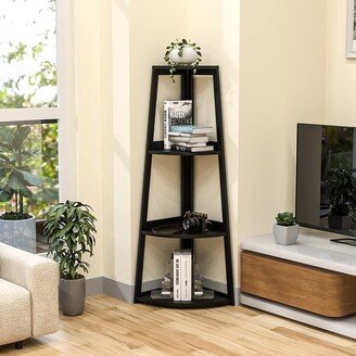 BESTCOSTY 4 Tier Modern Bamboo Corner Bookshelf