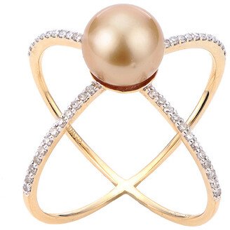 Pearls Imperial 14K 0.24 Ct. Tw. Diamond & 8-9Mm South Sea Pearl Ring