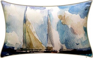 Edie@home Watercolor Sailboats Decorative Pillow, 26 x 14