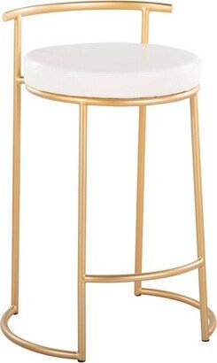 Set of 2 Round Fuji Counter Height Barstools White