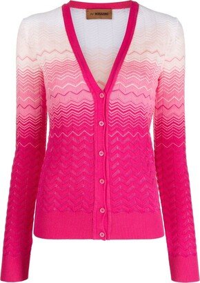 zigzag pattern V-neck cardigan