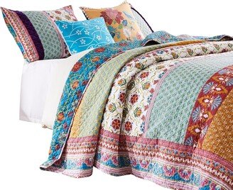 Sama 5 Piece Reversible King Quilt Set, Floral Print Patterns, Multicolor