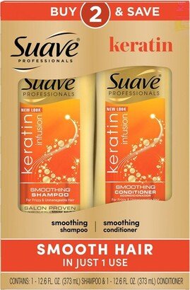 Suave Professionals Keratin Infusion Smoothing Shampoo & Conditioner - 2pk/12.6 fl oz each