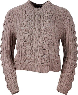 Long-Sleeved Crewneck Cable-Knitted Jumper