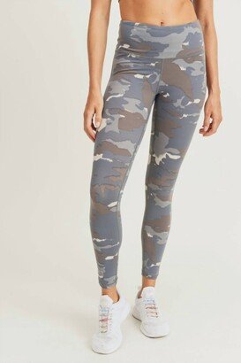 High Waist Leggings In Blue Tundra Camo Print