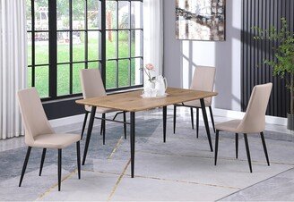 Somette Brenda Modern Wood Dining Set with Beige Chairs