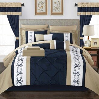 Chic Home Design Kaia 20 Piece Comforter Set Color Block Pinch Pleat Pintuck Design Bed In A Bag Bedding