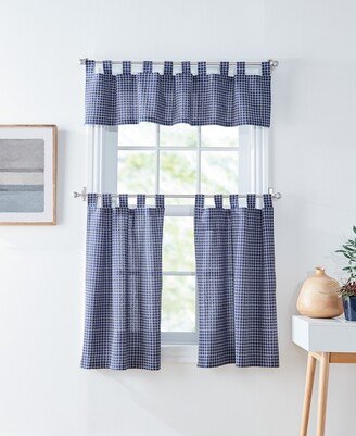 Mini Check Tab Top 3-Piece Valance Tier Set, 56 x 14