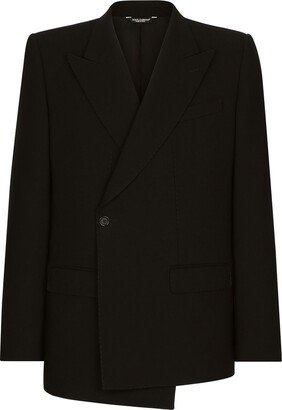 Wrap-Style Virgin Wool Blazer