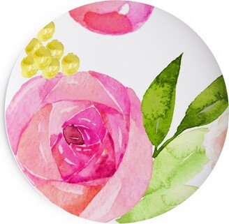 Salad Plates: Spring Peonies, Roses, And Poppies - Watercolor Salad Plate, Pink