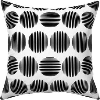 Pillows: Tossed Spheres - Black And White Pillow, Woven, White, 16X16, Double Sided, Black