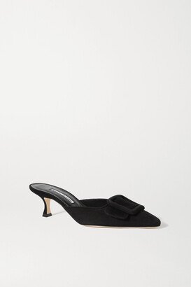 Maysale 50 Buckled Suede Mules - Black