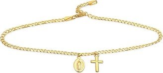 Saks Fifth Avenue Made in Italy Saks Fifth Avenue Women's 14K Yellow Gold Cross & Virgin Mary Charm Anklet