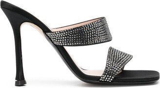 105mm Sequin-Embellished Calf-Leather Mules