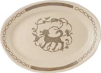 Wretched Flowers Beige Serving Platter