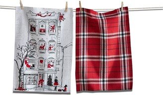 tagltd SANTA CITYSCAPE DISHTOWEL SET/2