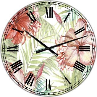 Designart Hibiscus Paradise Oversized Cottage Wall Clock - 36