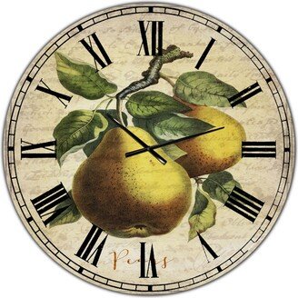 Designart Pear Old Style Sketch Ii Large Cottage Wall Clock - 36 x 36