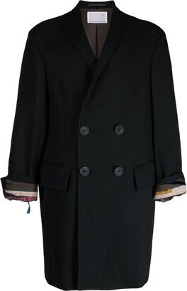 Contrast-Cuff Double-Breasted Coat