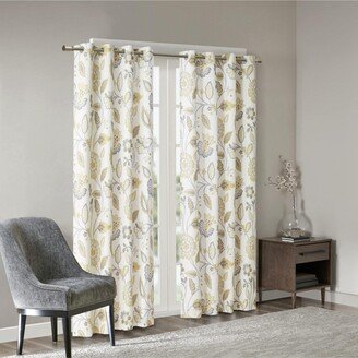 Gracie Mills Camille Floral Jacquard Room Darkening Curtain for Bedroom, Casual Spring, Summer Single Window Panel , Grommet Top, 1-Panel Pack, 50 x