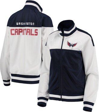 Women's G-iii 4Her by Carl Banks White, Navy Washington Capitals Face-Off Raglan Full-Zip Track Jacket - White, Navy