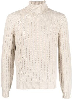 Cable-Knit Roll-Neck Jumper-AG