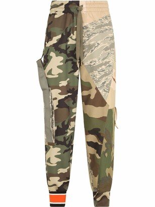 Camouflage-Patchwork Panelled Track Trousers