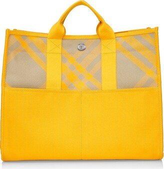 Check Cotton Shopper Tote Bag