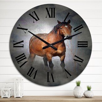 Designart 'Portrait Of A Brown Horse II' Traditional wall clock