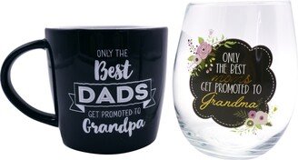 Tmd Holdings Best Dads Best Moms Promoted Navy and Florals Ceramic Lovisa Mug and Stemless Wine Set