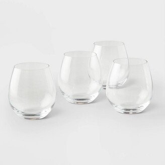 4pk Geneva Crystal 19.2oz Stemless Wine Glasses Red - Threshold Signature™