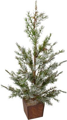 Northlight 2.3 FT Potted Frosted Pine Artificial Christmas Tree â€“ Unlit