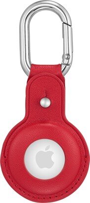 WITHit Red Leather Apple AirTag Case with Silver-Tone Carabiner Clip - Red, Silver-Tone