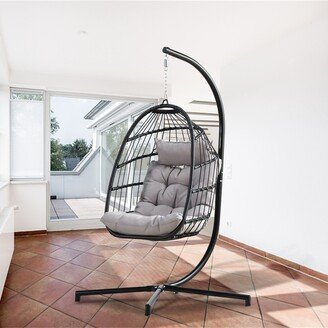 Wicker Outdoor Hanging Egg Chair with Stand