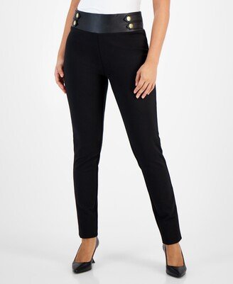 Petite Mixed-Media Ponte Skinny Pants, Created for Macy's