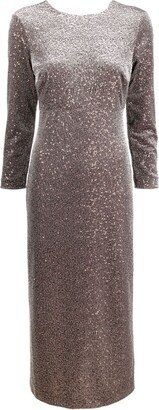 Sequin-Embellished Velvet Midi Dress