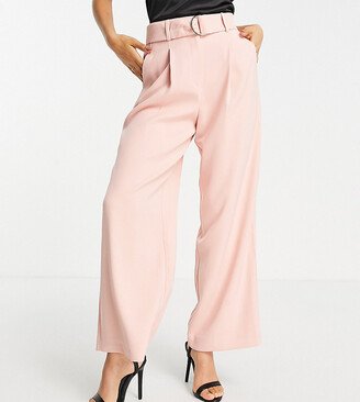 Ever New Petite tailored belted wide leg pants in blush