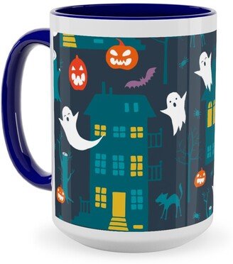 Mugs: Haunted Halloween Houses - Multi Ceramic Mug, Blue, 15Oz, Multicolor