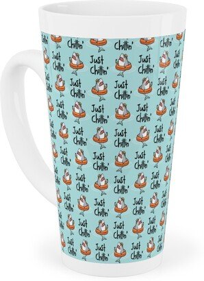 Mugs: Just Chillin' - Pool Sharks - Light Blue Tall Latte Mug, 17Oz, Blue