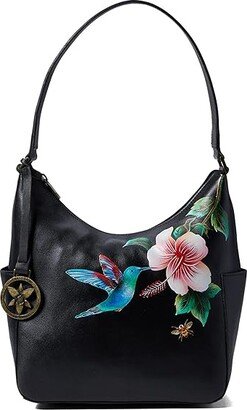 382 Classic Hobo With Side Pockets (Hummingbird Black) Handbags