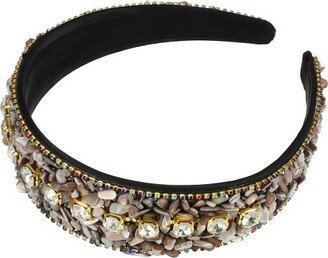 Unique Bargains Women's Bling Crushed Turquoise Rhinestone Wide Edge Hairband 4.72