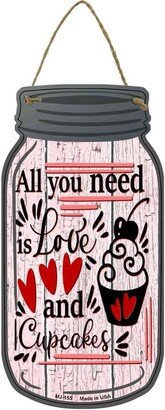 Love & Cupcakes Lines Novelty Metal Mason Jar Sign